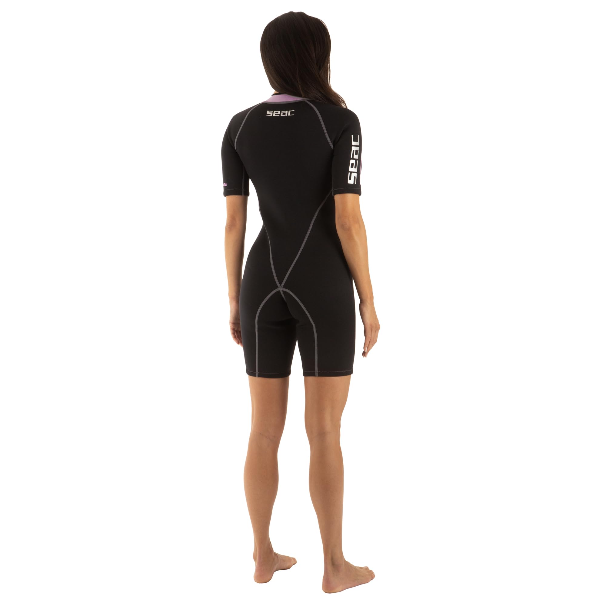 SEAC Trendy Lady, Muta Corta Monopezzo in Neoprene da 2.5 mm con Zip Frontale, per Snorkeling, Surf e Sport Acquatici in Acque Temperate per Adulti e Bambini