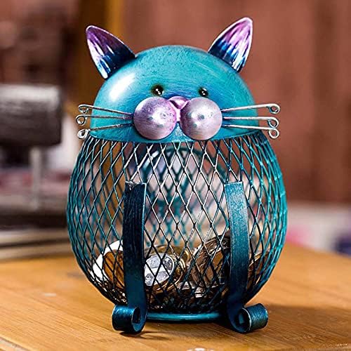 Tooarts Money Box Metal Coin Bank Cat Shaped Tip Jar Creative Birthday Gifts Handwork Desk Decorations Interior Ornament