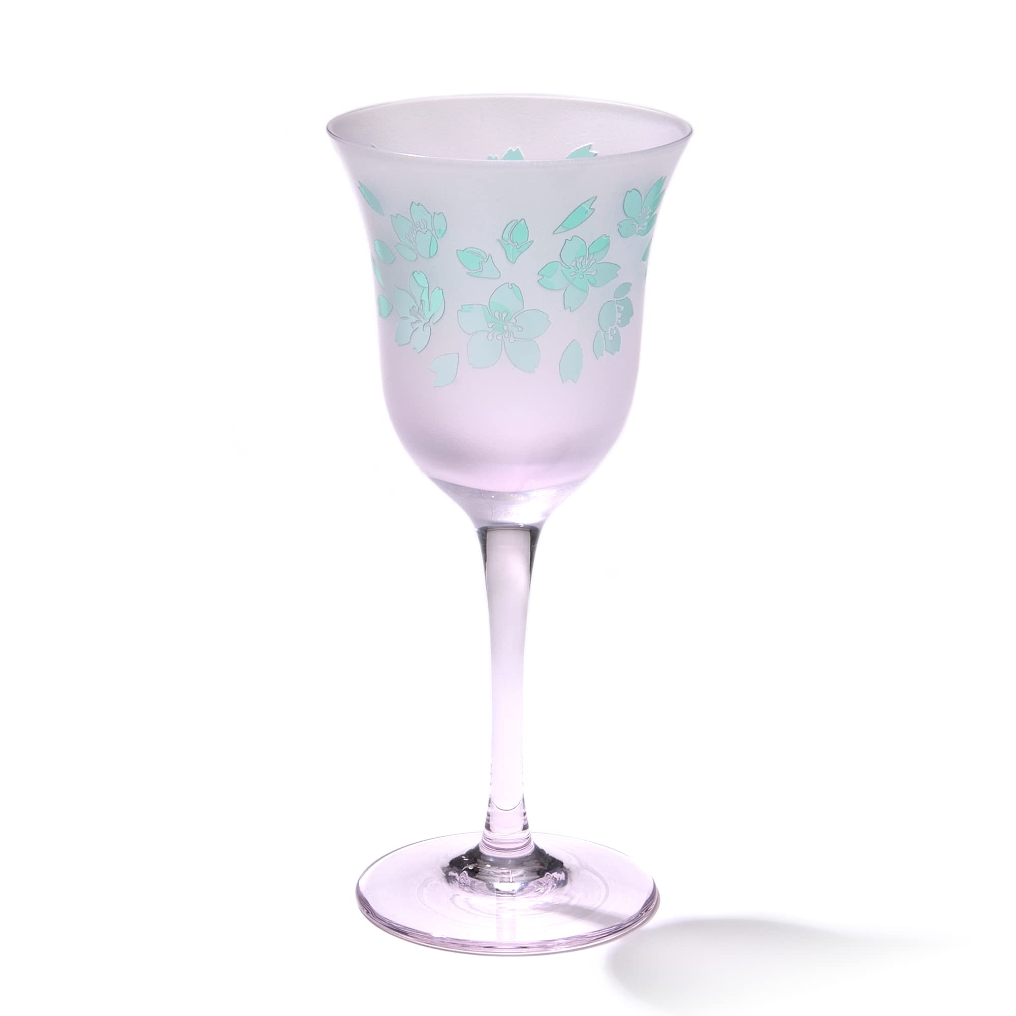 [Takuro Koubou Official Direct Sale] Carved Dream Pattern Cherry Blossom Crest Wine Glass (Pink & Green), Paper Box, Made in Japan : Home & Kitchen