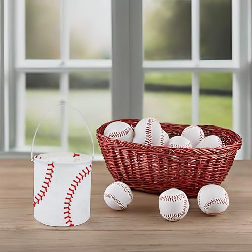 Image of Baseball Easter Bucket Easter Basket for Kids Baby Storage Basket Cute Toy Storage Bin Organizer Shelf Book Basket Easter Room Decor(Baseball)