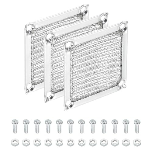 PATIKIL 60mm Computer Fan Filter Grill with Screws, 3 Pack Aluminum Frame with Stainless Steel Mesh Dustproof Case Cover for Computer, Ventilator, Silver Tone