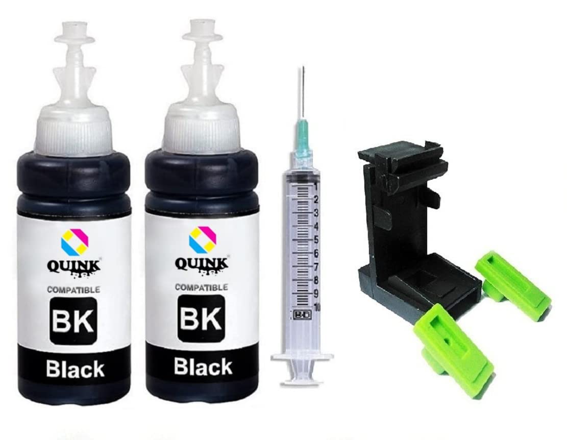 QUINK Refill Ink for Canon PG-47 Ink Cartridge Compatible Printers- E400 / E460 / E480 / E3170 / E3370 / E410 / E470 / E477 / E417/ E4270 (2 BK with Suction Tools),Black