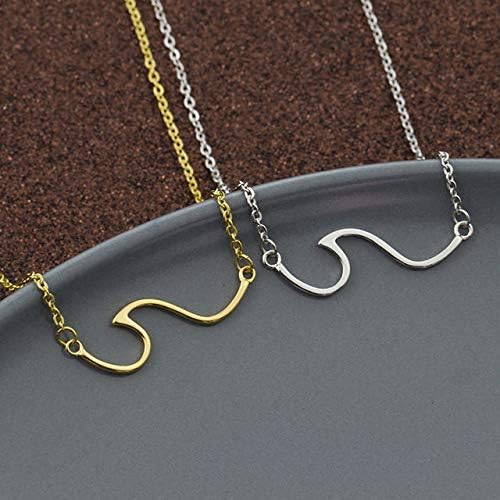 CSIYANJRY99 Gold Wave Necklace for Women Line Ocean Wave Pendant Necklace Hawaii Sea Beach Friendship Jewelry - Image 7