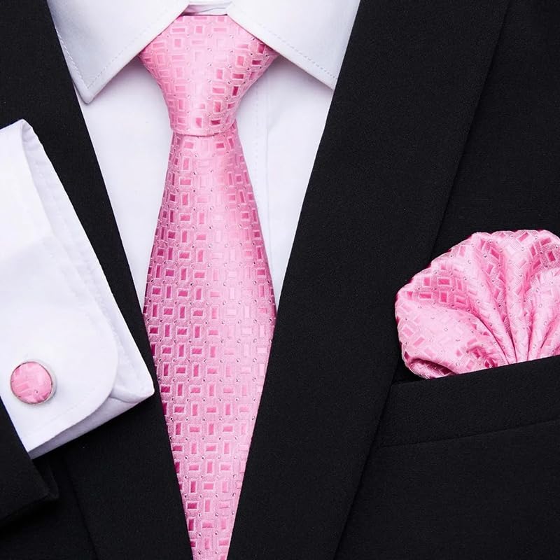 Set corbata hombre verde con pañuelo y gemelos miniatura 2