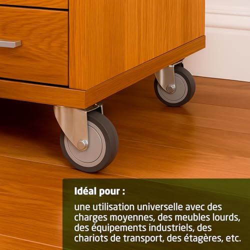 Roulettes pivotantes Amig Ø 100 mm avec plaque pour deplacement de meubles lourds