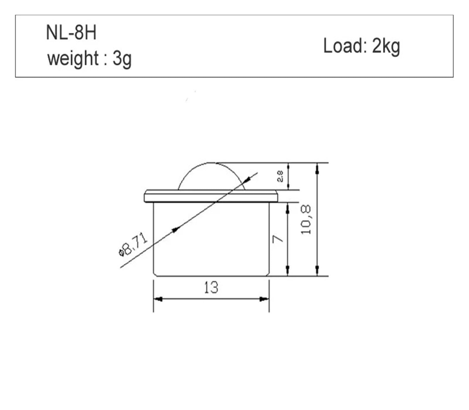 Kółko kulkowe, Opakowanie 10 miniaturowych uniwersalnych łożysk kulkowych nylonowych NL-8H Engineering Plastics Transfer Ball Multiple Materials(NL 8H steel)