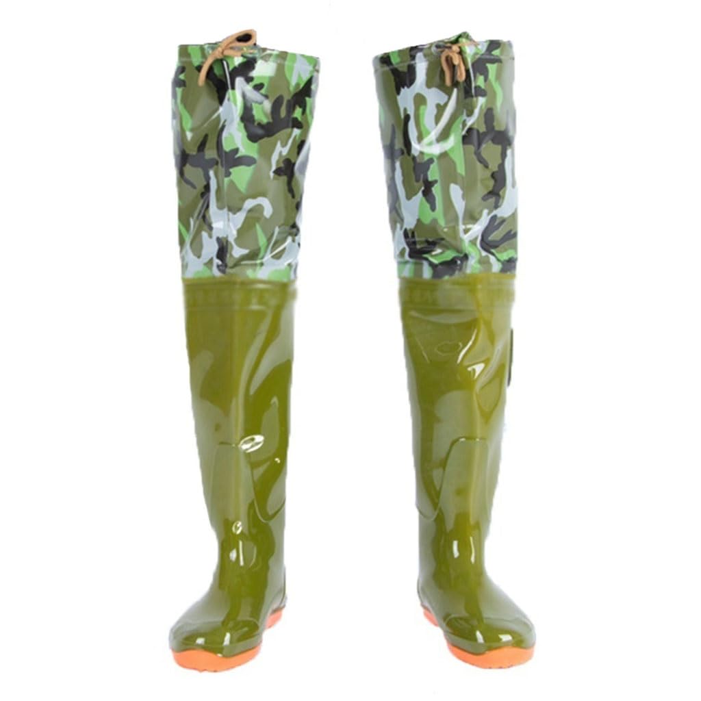 Hip Waders 60cm/23.6in High PVC Waterproof Buttocks for Waders, Men's and Women's Outdoor Fishing and Hunting Hip Boots (Color : Green, Size : 5.5)