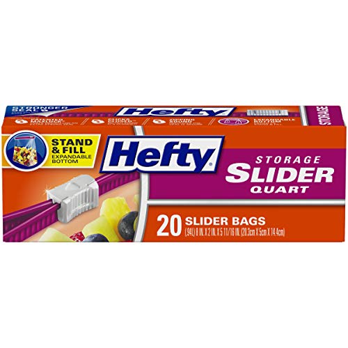 Hefty Slider Food Storage Bags, Quart Size, 9 Boxes of 20 Bags (180 Total) Packaging May Vary