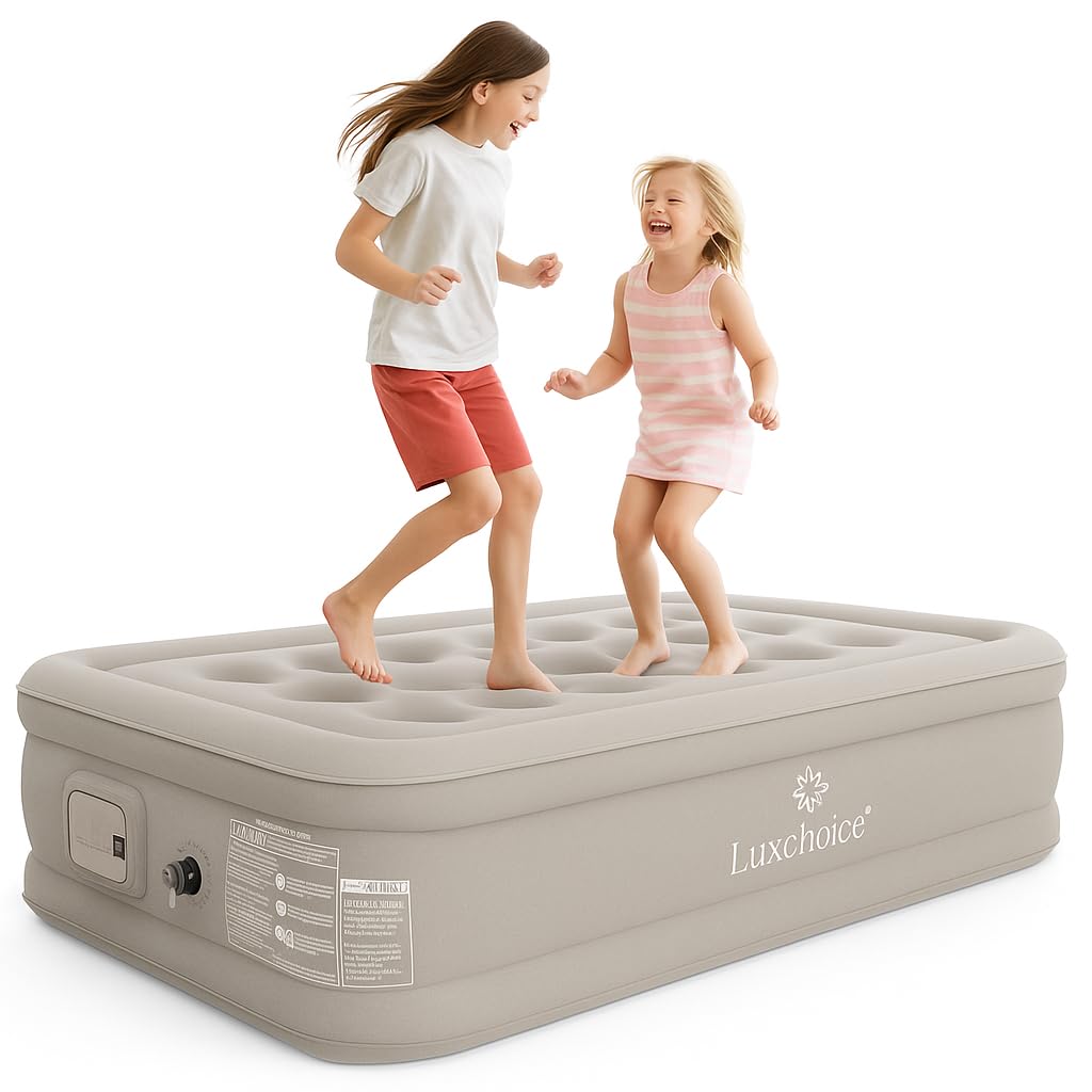 Luxchoice Luchtbed voor 1 persoon, zelfopblazend, luchtbed, opblaasbaar matras, logeerbed met ingebouwde pomp, voor gasten, camping of thuisgebruik
