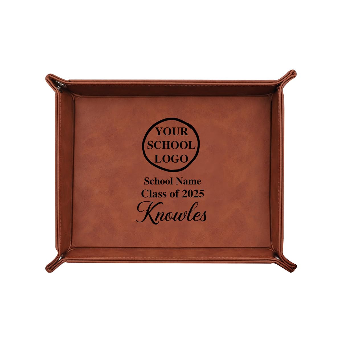 QGTHKLP Personalized Class Of 2025 Graduation Leather Tray Custom Name School Date Text Tray Dish Graduation Season Gifts for College High School