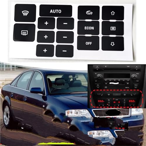 Autocollant bouton commande chauffage climatisation noir pour Audi A6
