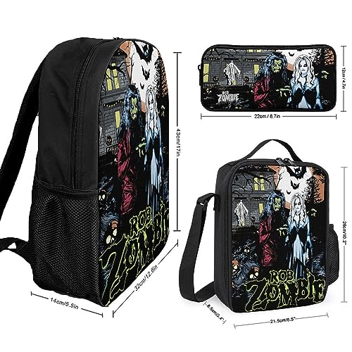 Rob Style Singer Zombie 3Pcs Backpack Set Multifunctional Unisex Bookbags for Men Casual Basic Daypacks-Climbing Camping Backpacks Suitable for Laptop Office2