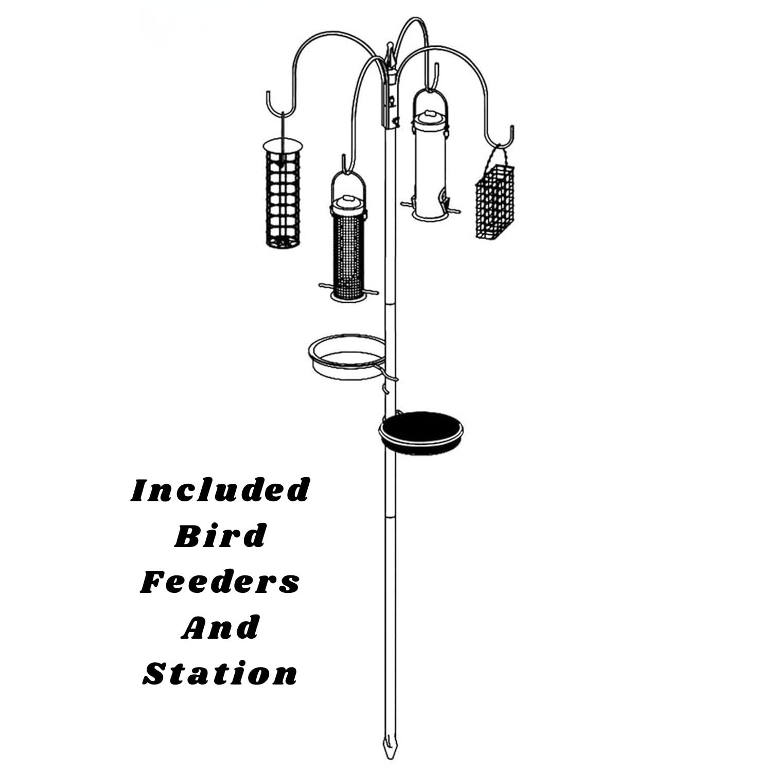 DIVCHI Bird Feeders Hanging Station With 2 Dishes Feeder Pole, Feeding Station, Metal Bird Feeder Stand, Feeders For Small Birds Garden Decorations (Only Station, Feeder Not Included) — view 14