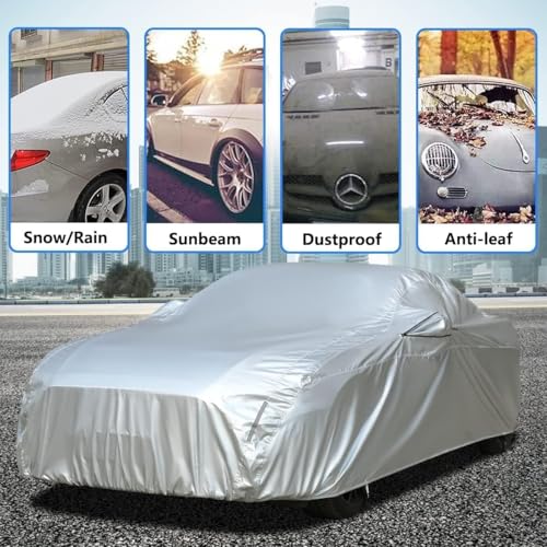 Image of Tecoom Car Cover Waterproof UV-Proof Windproof for All Weather Indoor Outdoor Mirror Pockets Coupe /Convertible /Sport Car Fit for Ford Mustang, Chevy Camaro, 183-193 Inches Length