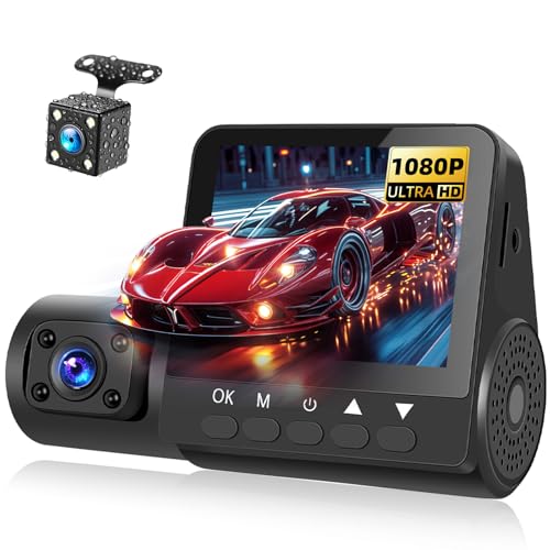 3 Channel Dash Cam 1080P Front and Rear Dash Camera