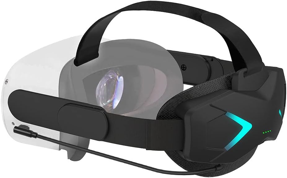 RGB Head Strap with 5000mAh Battery Pack for Oculus/Meta Quest 2 - Adjustable Elite Strap for Enhanced Comfort and Extend Game Time