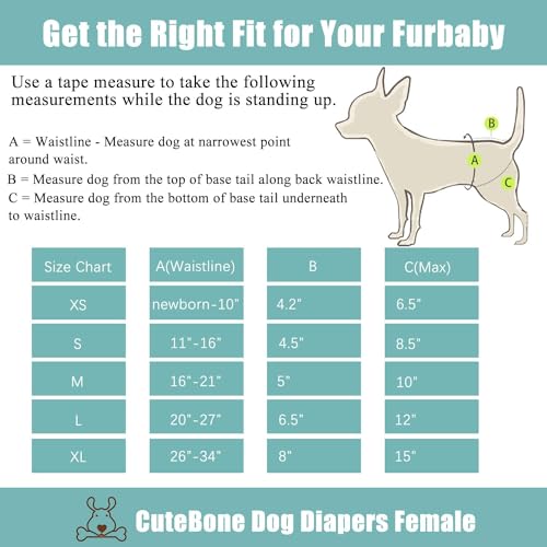 Image of CuteBone Dog Diapers Female Washable Small Medium Large 3 Pack Reusable Doggie Diapers Puppy Period Pants for Doggy Heat Cycle Peeing