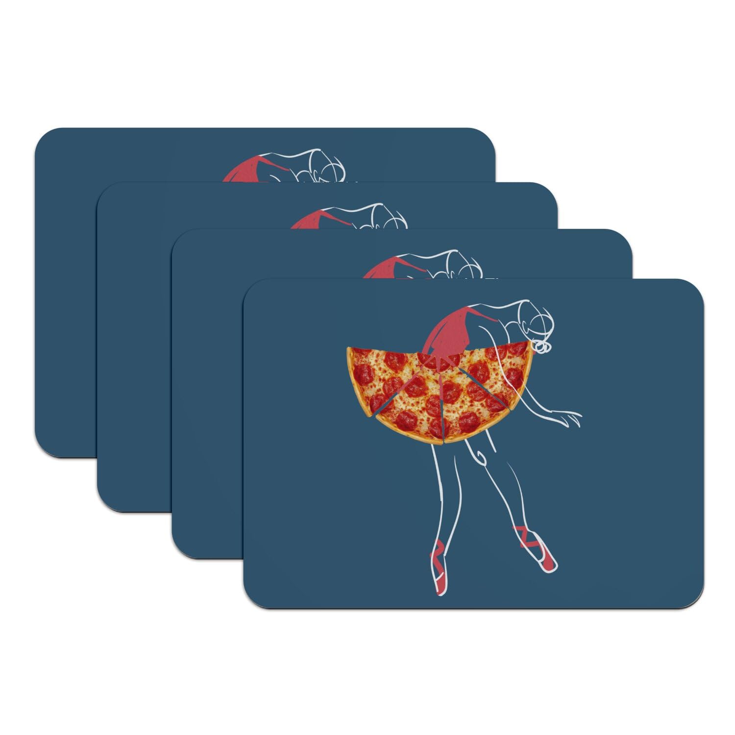 Sets de table bleu lot de 4 design pizza ballerine 40x29 cm