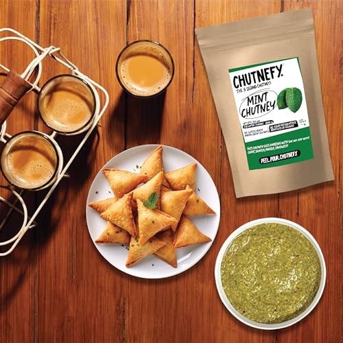 Image of CHUTNEFY|Mint (Hari /Pudina Dhaniya) Chutney Mix|100% Natural Ingredients|250gms (Dry /Reusable Bulk Pack)|Add Water to make 1000ml each|20+ Servings|Mild and mellow flavour for multi-purpose use