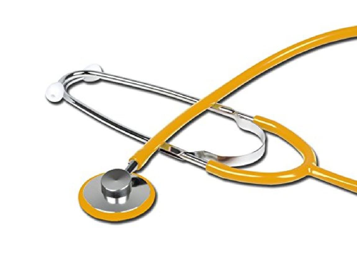 Gima - Stetoscopio Fonendo TRAD, Adulti, Colore Lira Giallo, Padiglione Ø 43, 5 mm, Latex Free, Dispositivo Medico CE Giallo Adulti Fonendo TRAD testa argentata