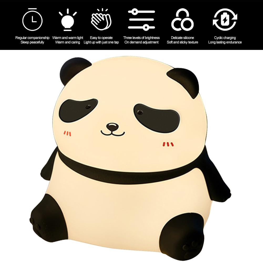 Veilleuse LED à capteur tactile – Design panda et canard, lampe en silicone, rechargeable par USB pour chambre d'enfant