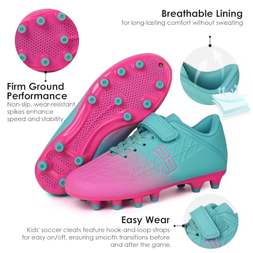 Image of brooman Kids Firm Ground Soccer Cleats Boys Girls Football Cleats with Soccer Socks