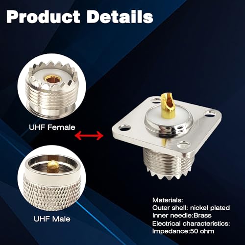Conector UHF SO239 hembra panel 3 unidades miniatura 2