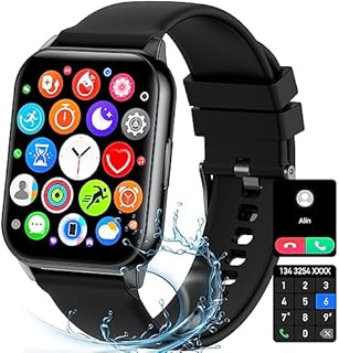 KIPTUMTEK Smartwatch Herren mit Telefonfunktion 1. 96" Damen Fitness Tracker 80+ Sportmodi, Pulsmesser SpO2 Stress EIN-klick Messen, Schlafmonitor, IP67 Schrittzähler Uhr für Android/IOS Schwarz