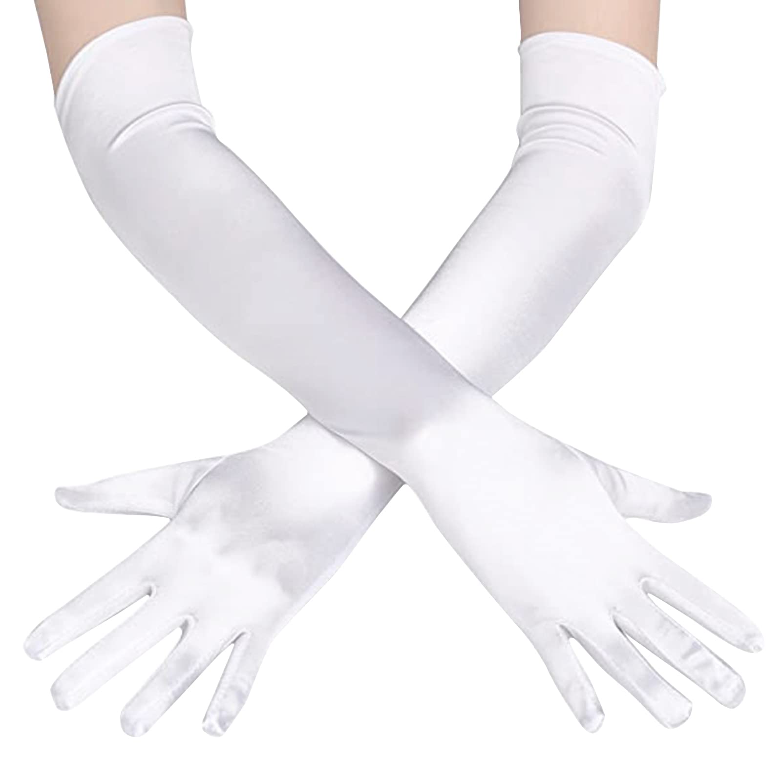 Long Elbow Satin Gloves Fancy Dress Flapper Long Evening Silk Opera Gloves Classic 1920s Style Vintage Fashion for Women Ladies Wedding Party Prom