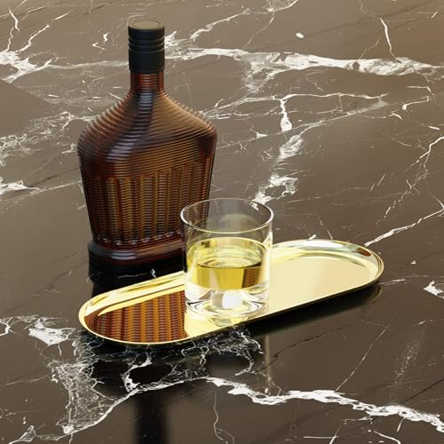 image for AquaChase 2 Pack Golden Bathroom Sink Vanity Decorative Tray, 12in Ova