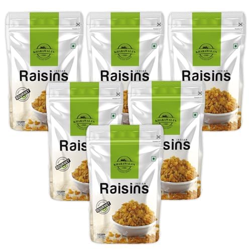 Image of KHARAWALA'S Premium Dried Indian Raisins - Pack of 6 (250gm Each) | Dry Fruits- Indian Kishmish | Rich In Nutiritons