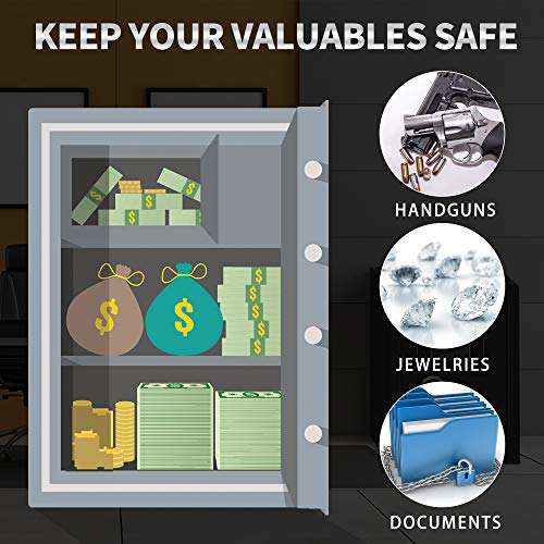 Security Home Safe, 2.05 Cubic Safe Box with Digital Screen Touch Keypad & Key Lock, Double Safety Gun Safe for Pistols Home Office Cash Watch Jewelry Money Safe, LCD Display