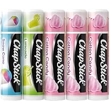 مرطب الشفاه ChapStick، مجموعة Vacation Getaway مخروط الثلج، عصير الليمون، وحلوى القطن + 2 حلوى قطنية، 0.15 أونصة لكل مجموعة مكونة من 5 قطع، مرطب، مجدد، مهدئ، إصلاح