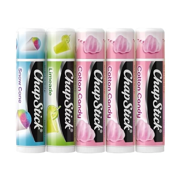 ChapStick Lip Balm, Vacation Getaway Collection (Snow Cone, Limeade, and Cotton Candy) + 2 Cotton Candy, 0.15 Oz Ea (5 Piece Set)
