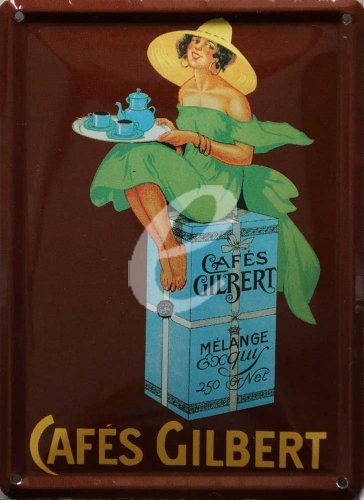 Cafe Gilbert Kaffee Cartel de Chapa Placa metal plano Nuevo 8x11cm VP563A
