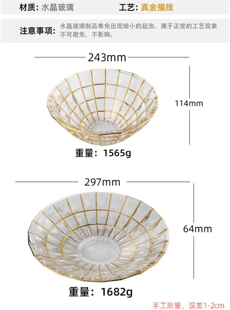 Gold Edged Glass Nordic Tableware Western Dish Steak Japanese Fruit Salad