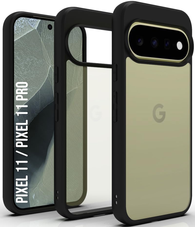 Image of RIGGEAR Shockproof Sleek Hybrid Armor Back Cover Case for Google Pixel 11 / Pixel 11 Pro (Clear PC + Black TPU Bumper)