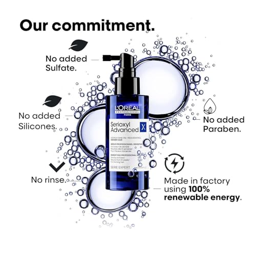 Image of L'Oreal Professionnel Serioxyl Advanced Hair Growth Serum for scalp | Powered by Stemoxydine 5% + Resveratrol | Stimulates dormant hair roots and thickens hair fibre | Hairgrowth serum for men and women