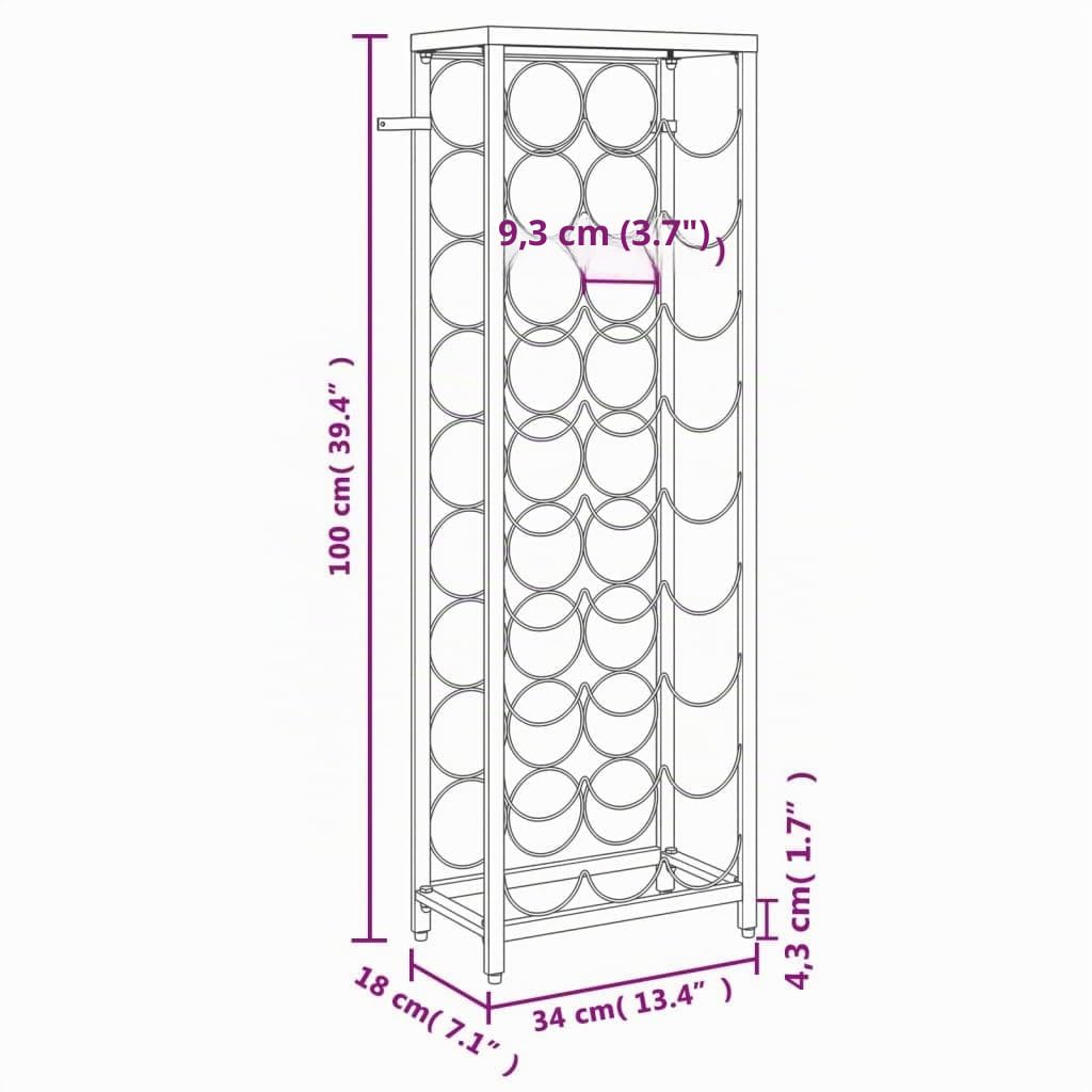 vidaXL Casier à Bouteilles de 27 Bouteilles Noir 34x18x100cm Fer forgé, Porte-Bouteille, Support à vin, casier à vin de Cuisine