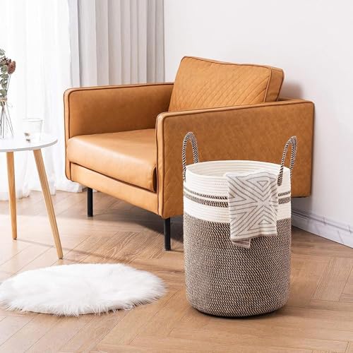 Image of Laundry Basket for Clothes | Toy Storage Basket | Washing clothes Storage Basket | Cotton Rope Baskets | Multi-Purpose Use Big Size Laundry Basket | Dirty Cloth Baskets Jute | 38x38x46 cm
