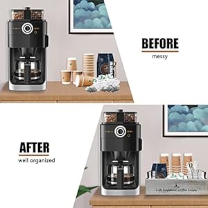 Coffee Station Organizer, Farmhouse Coffee Bar Accessories Organizer Basket for Countertop Office Coffee Station, Wooden Tray for Coffee Supplies and Essentials, Sugar, Syrup, Tea (Rustic White) Coffee Station Organizer Farmhouse Coffee Bar Accessories Organizer Basket for Countertop Office Coffee Station Wooden Tray for Coffee Supplies and Essentials Sugar Syrup Tea Rustic White