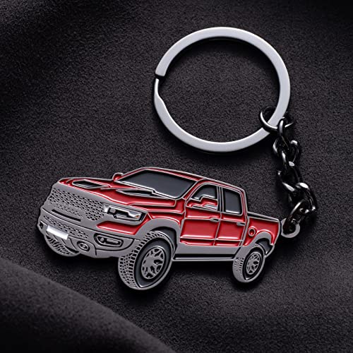 Image of Car Keychain for Dodge RAM 2023 2022 1500 TRX Key Chain Fob Cover Cool Mods Accessories 2 inchx1.3 inch Red