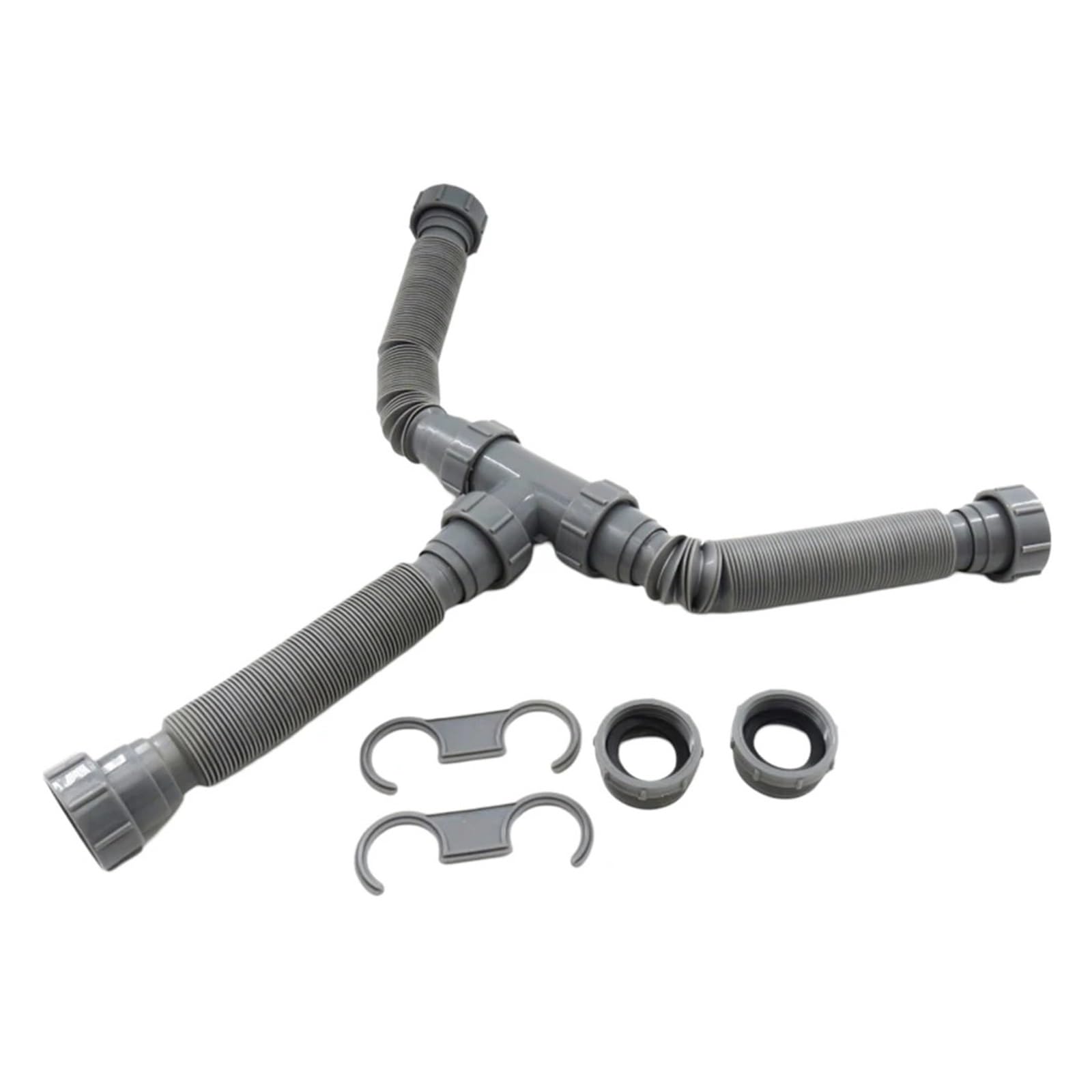 Kit de desagüe for fregadero doble de 20 a 80 cm, kit completo de instalación de fregadero, longitud de tubería ajustable for lavabo de baño.