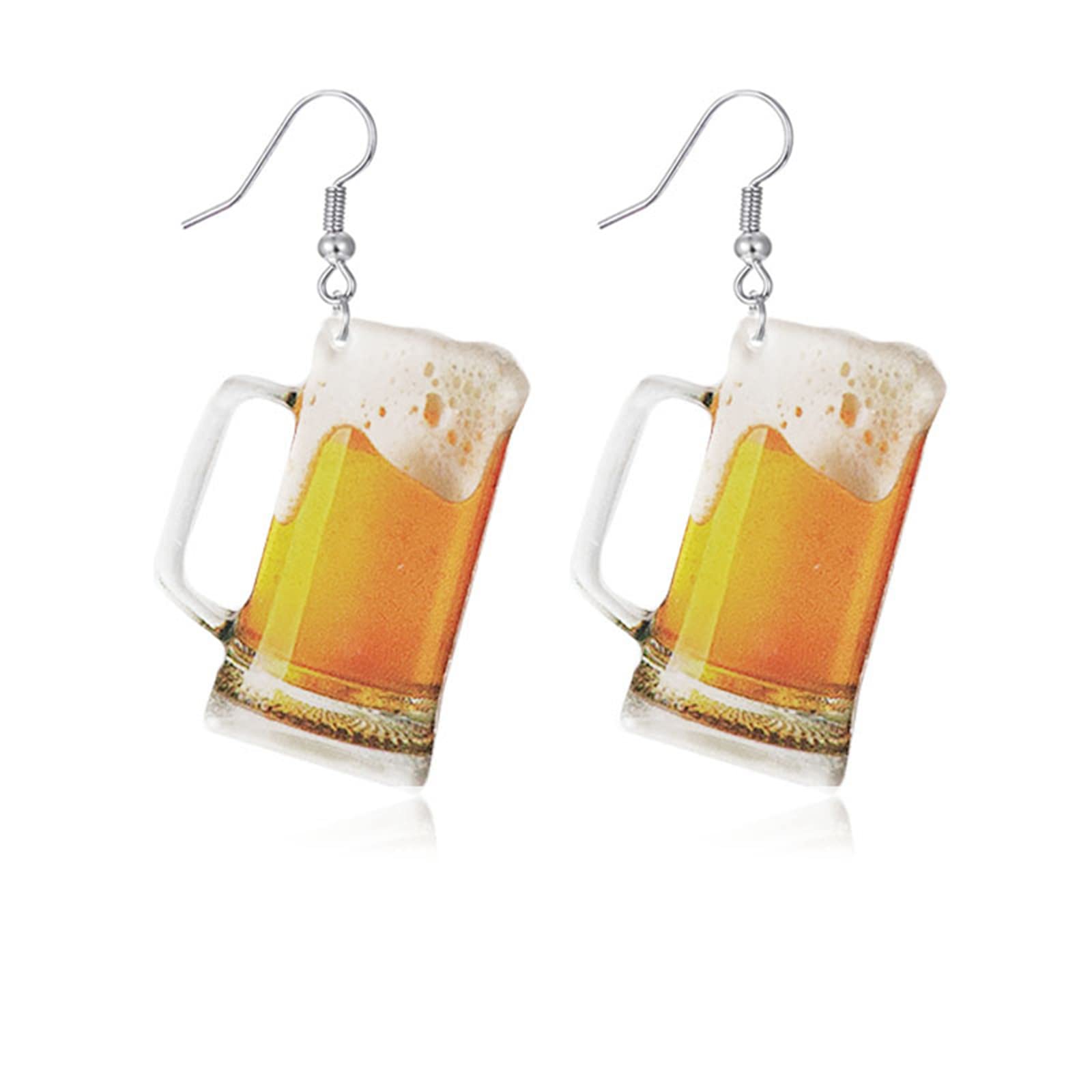 ONLYJUMP Simulation Beer and Wine Glass Earrings for Women - Cute Yellow Whisky and Red Wine Acrylic Earrings - Funny Jewelry