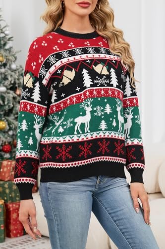 Image of Cakulo Womens Funny Ugly Christmas Sweater Oversized Chunky Batwing Long Sleeve Crewneck Pullover Sweaters 2025