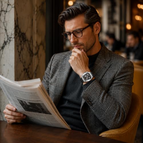 Image of TSAR BOMBA Men's Luxury Quartz Watch, Luminous Dial 5ATM Water Resistance Silicone Strap Men's Wristwatch Ideal Gift for Men