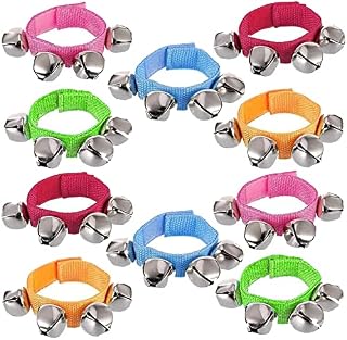 10Pcs Wrist Bells 5 Colors Multicolor Wrist Band Jingle Bells Musical Rhythm Bracelet Foot Ankle Bells Rattles Instrument for Kids Baby Adult Class Party