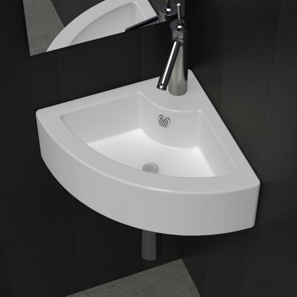 SKM Waschbecken mit Überlauf 45 x 32 x 12,5 cm Weiß,Heimwerkerbedarf,Sanitärbedarf,Sanitärkeramik & Armaturen,Waschbecken & Spülen,Badezimmer-Waschbecken,Weiß,7.7KG,140697