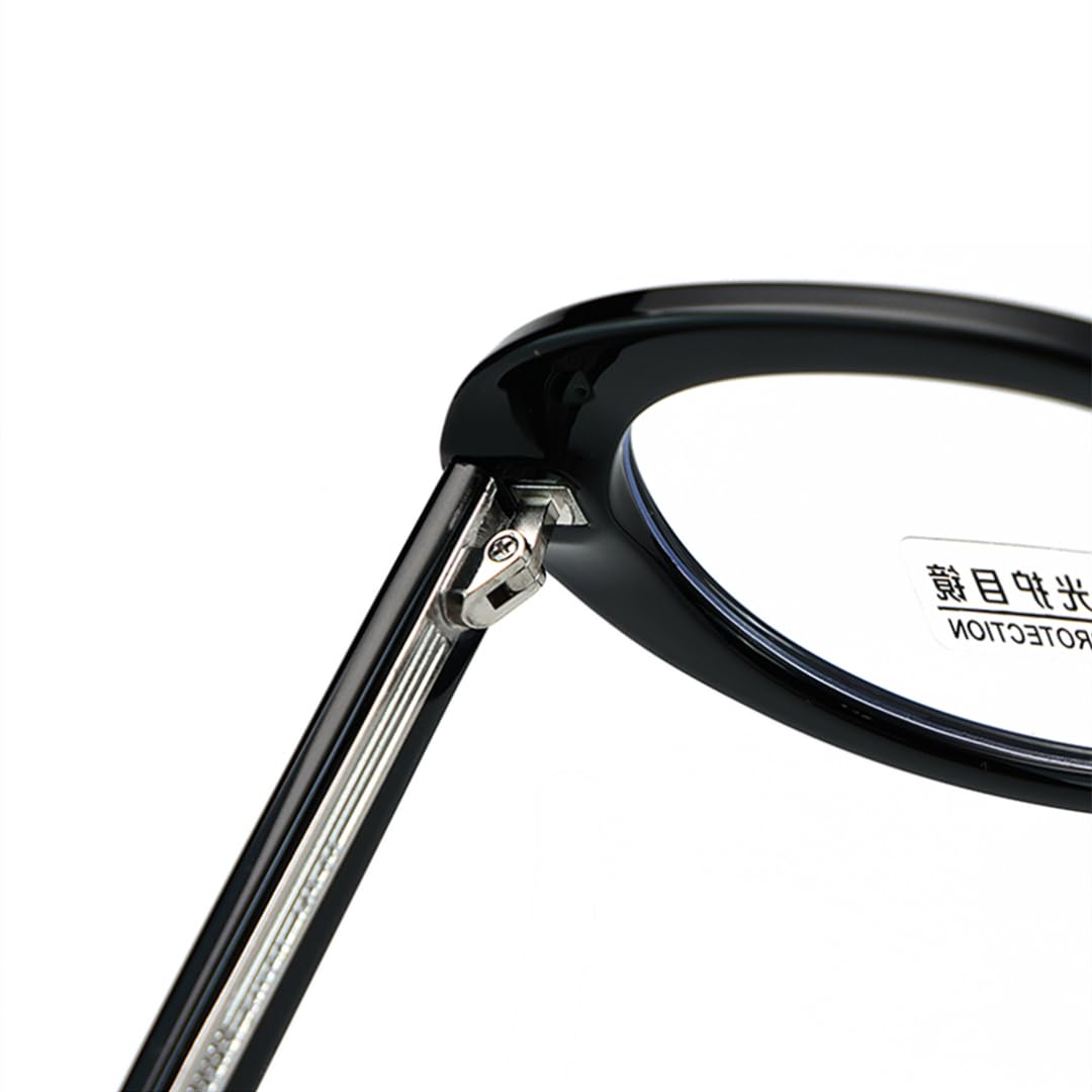 Occhiali ovali Tr90 anti luce blu, lenti trasparenti, occhiali da vista alla moda da donna, montatura in acetato (nero con lenti trasparenti)