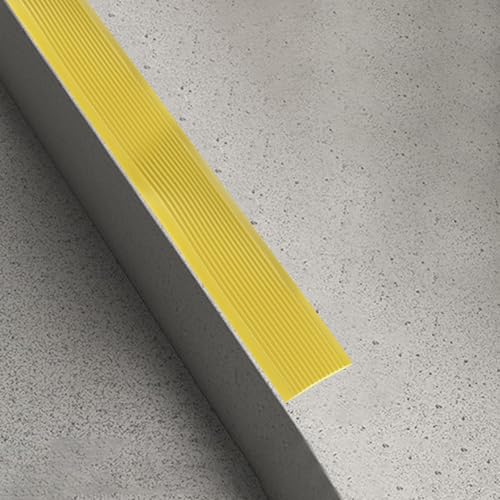 QUARKZMAN 3.2ft Treppenkantenprofil, 5mm PVC Selbstklebender Treppenkanten-Schutz Treppenabschluss Treppenstufenkantenverkleidung für den Innen- und Außenbereich, Gelb.